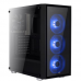 AEROCOOL QUARTZ BLUE MID TOWER TEMPERED GLASS SIDE PANEL - 3X BLUE FANS INCLUDED